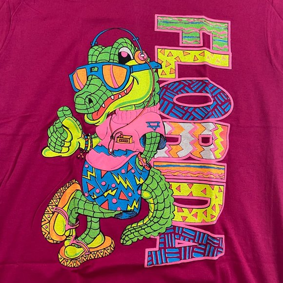 Vintage 90s NWOT Florida Alligator Puff Print Tourist T Shirt Mens Medium - Picture 2 of 6